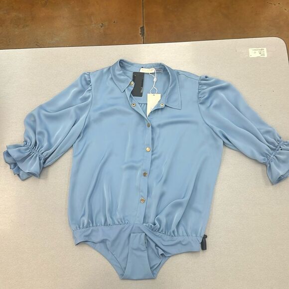 Ramy Brook Dina Bodysuit L Blue NWT - Picture 1 of 7